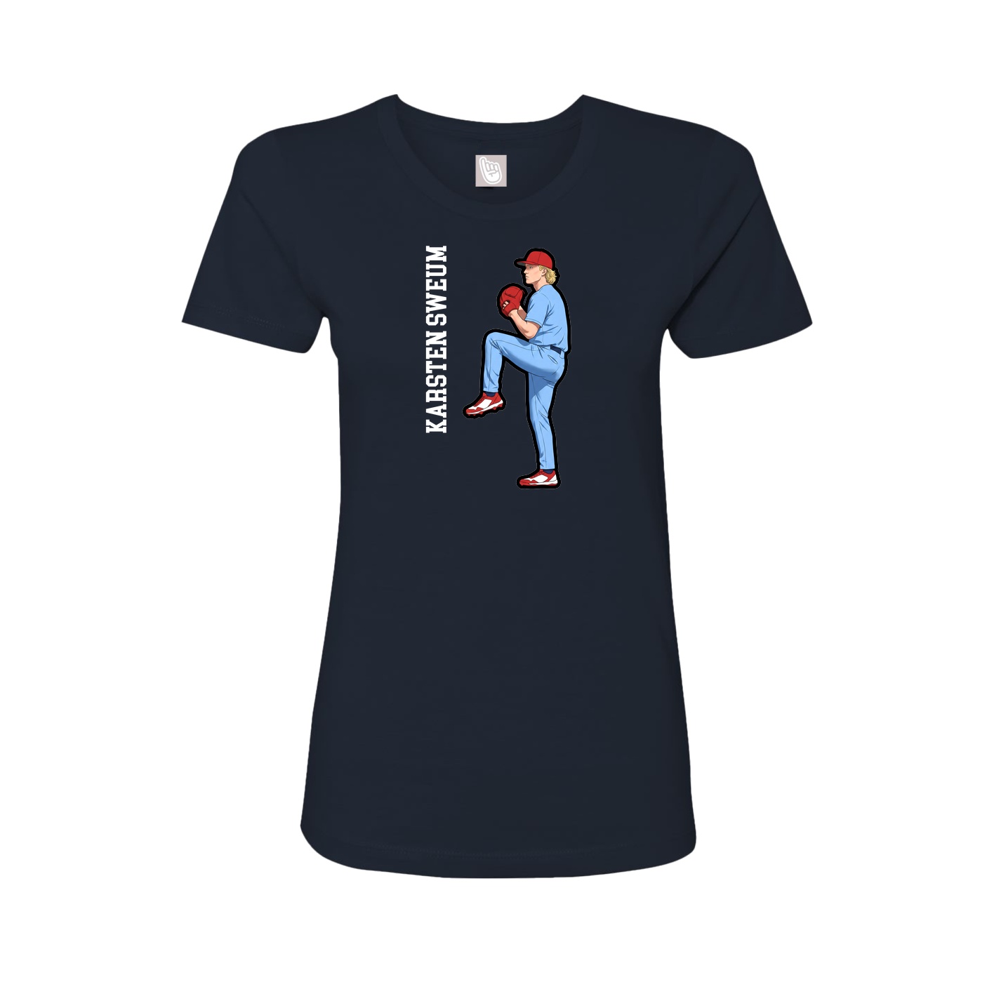 Fitted Women's Tee — Name Vertical in Navy