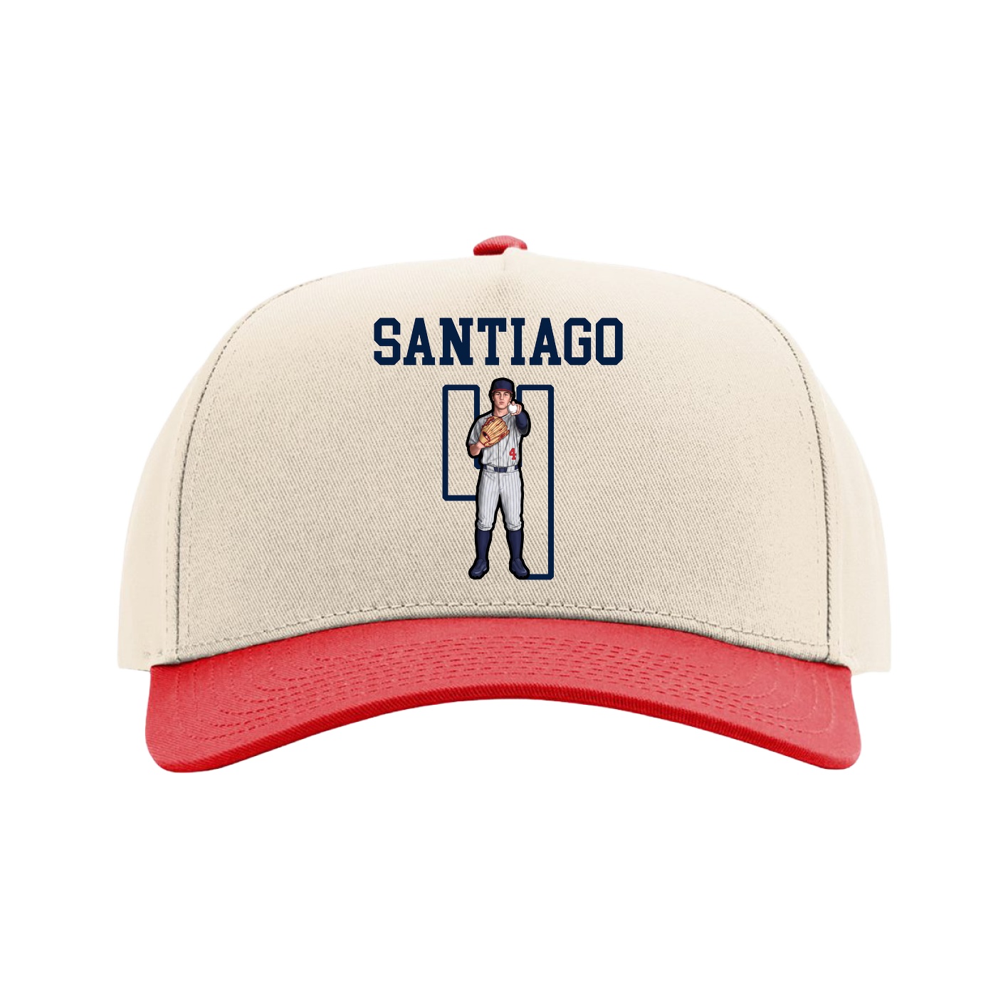 Full Fabric Five-Panel Champ Cap — Shirsey in Cream/Red