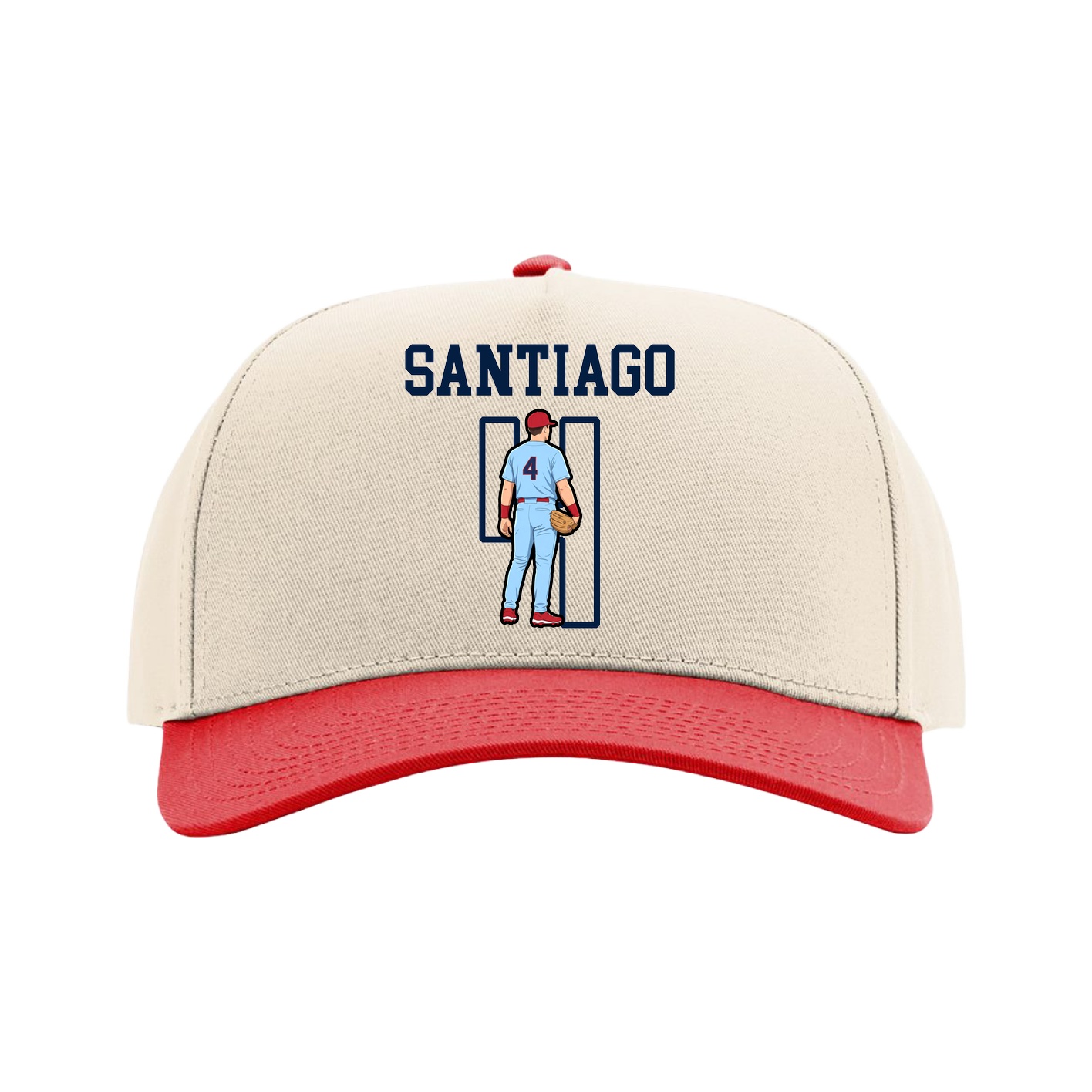 Full Fabric Five-Panel Champ Cap — Shirsey in Cream/Red