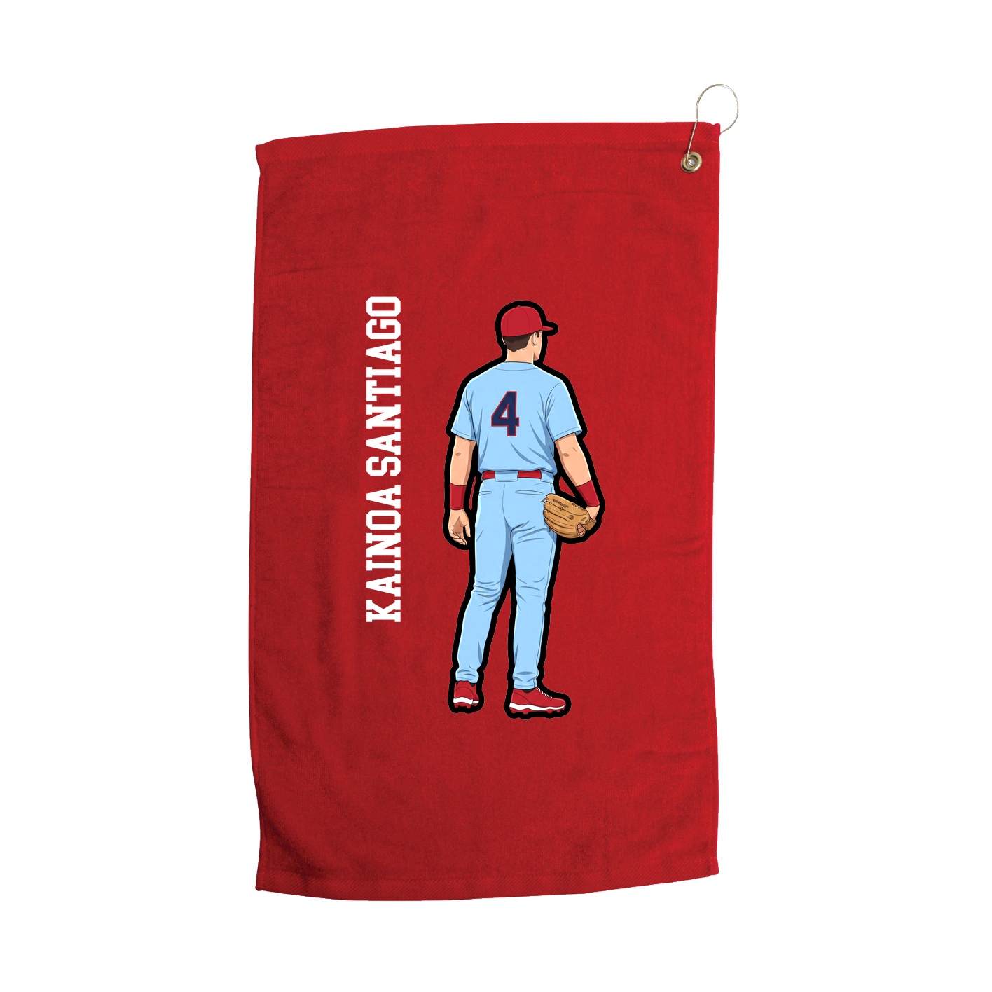 Golf Towel — Name Vertical in Red