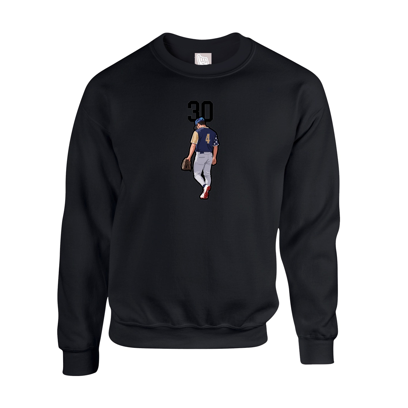 Fleece Crew — Number Top in Black