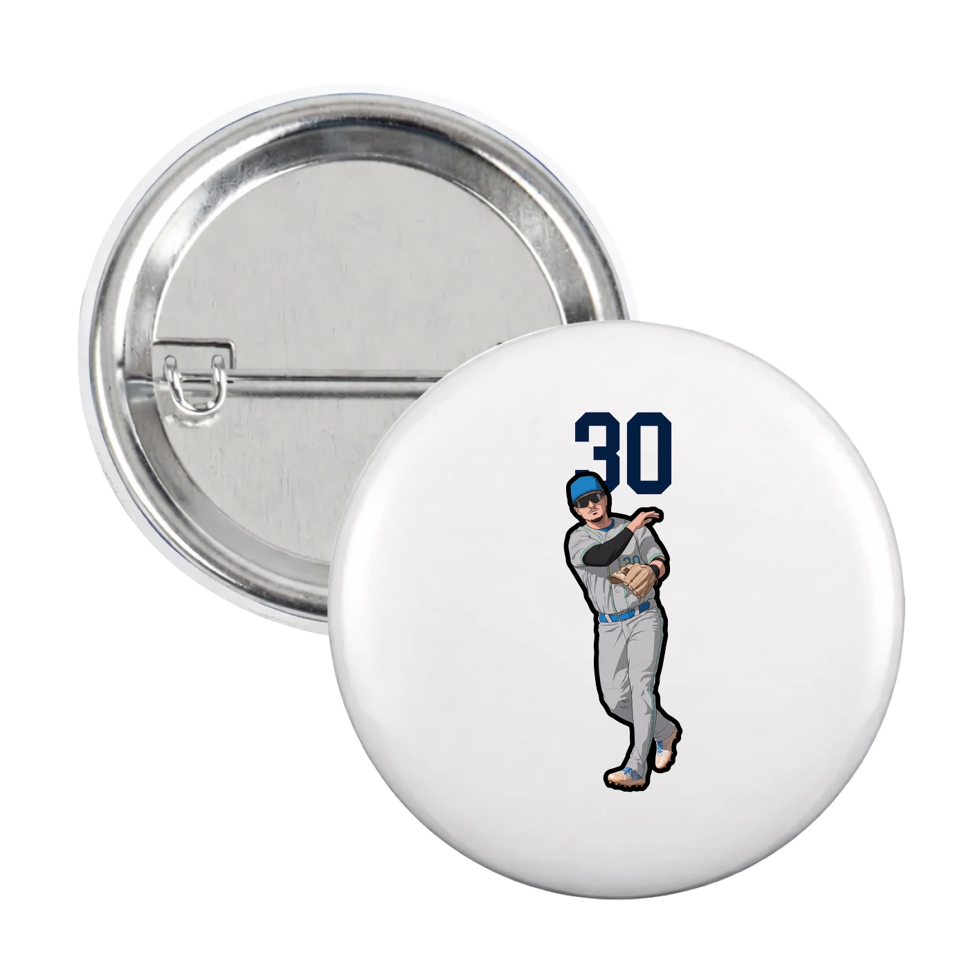 Game Day Button — Number Top in White