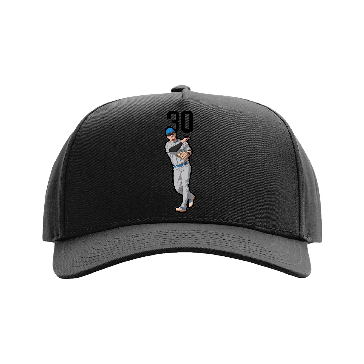 Full Fabric Five-Panel Champ Cap — Number Top in Black