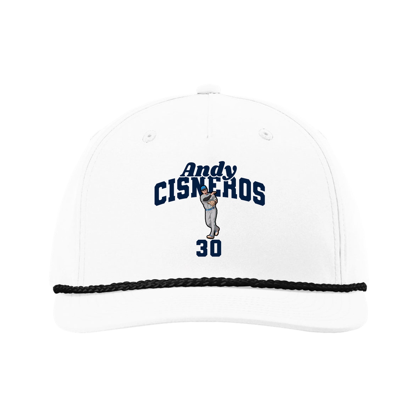 Five-Panel Classic Rope Cap — Signature Arch in White