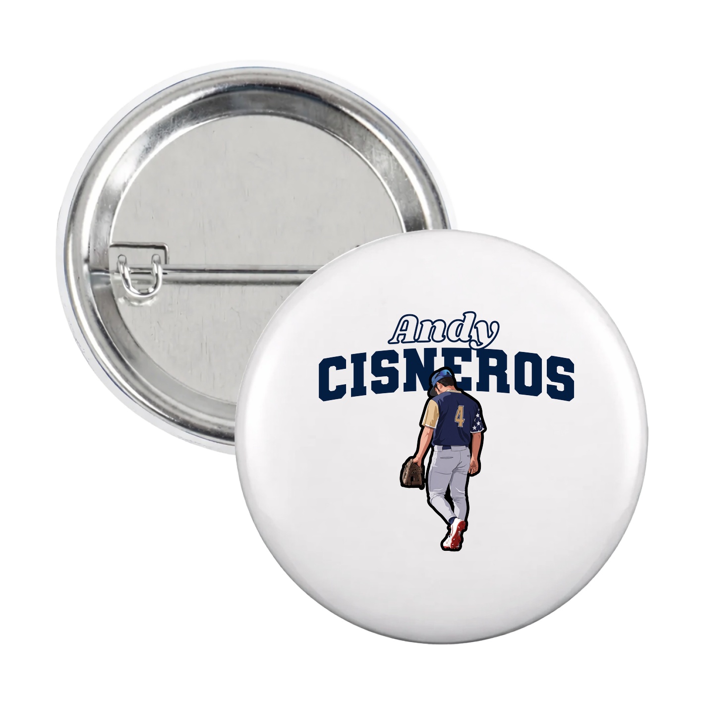Game Day Button — Name Arch in White