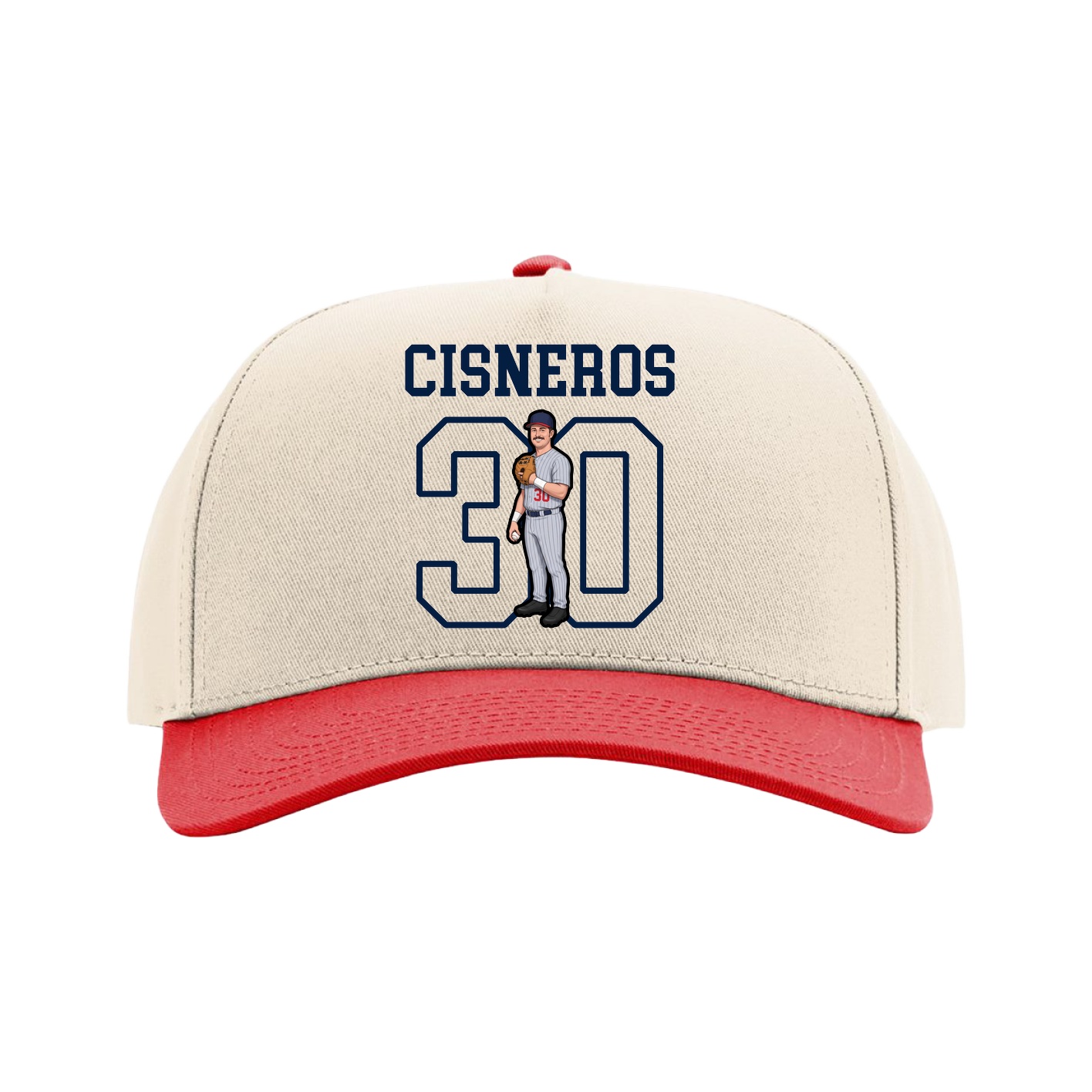 Full Fabric Five-Panel Champ Cap — Shirsey in Cream/Red