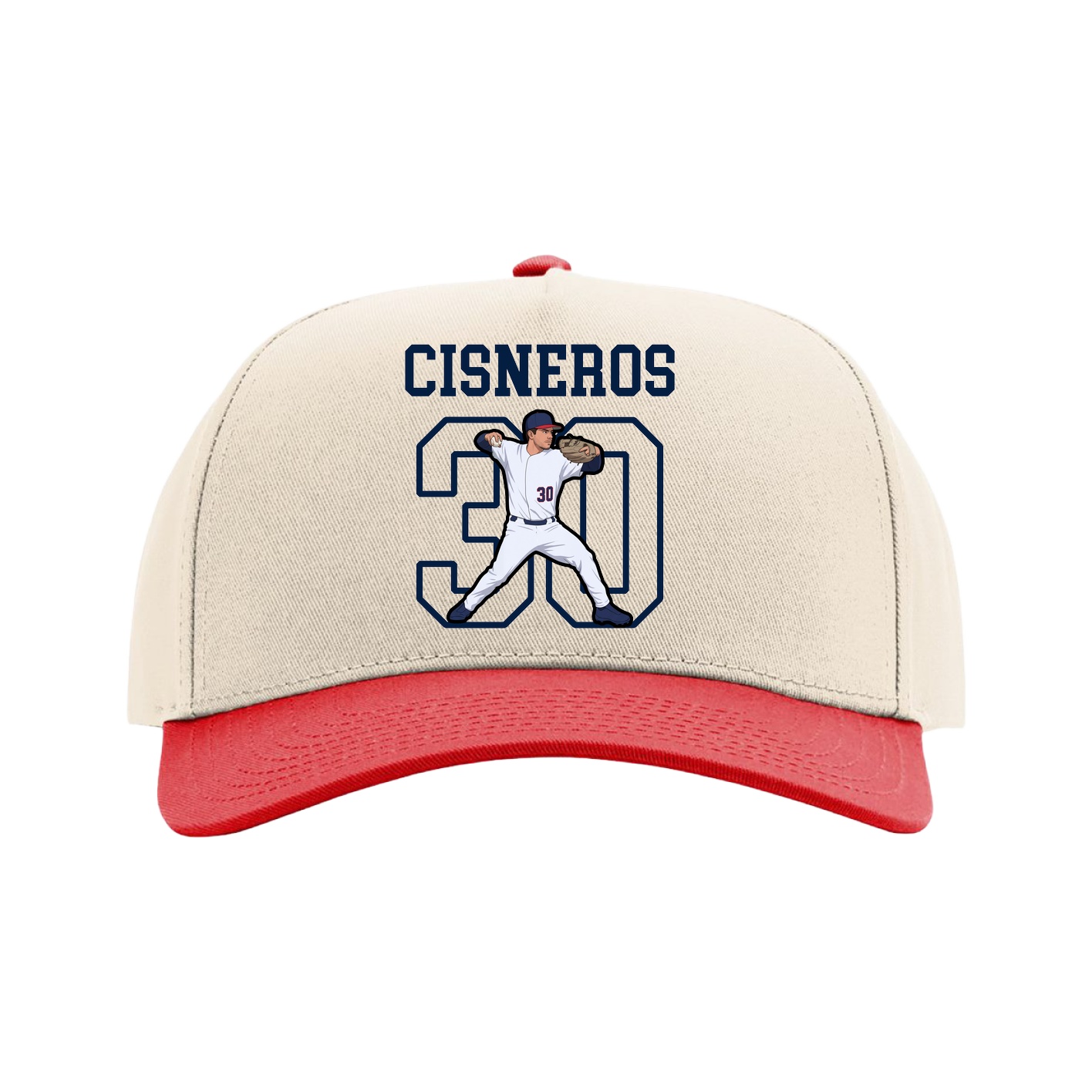 Full Fabric Five-Panel Champ Cap — Shirsey in Cream/Red