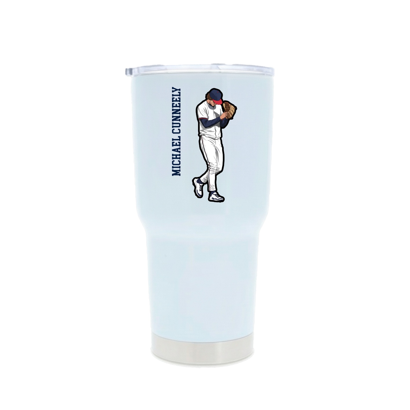 30oz Stainless Steel Tumbler — Name Vertical in White