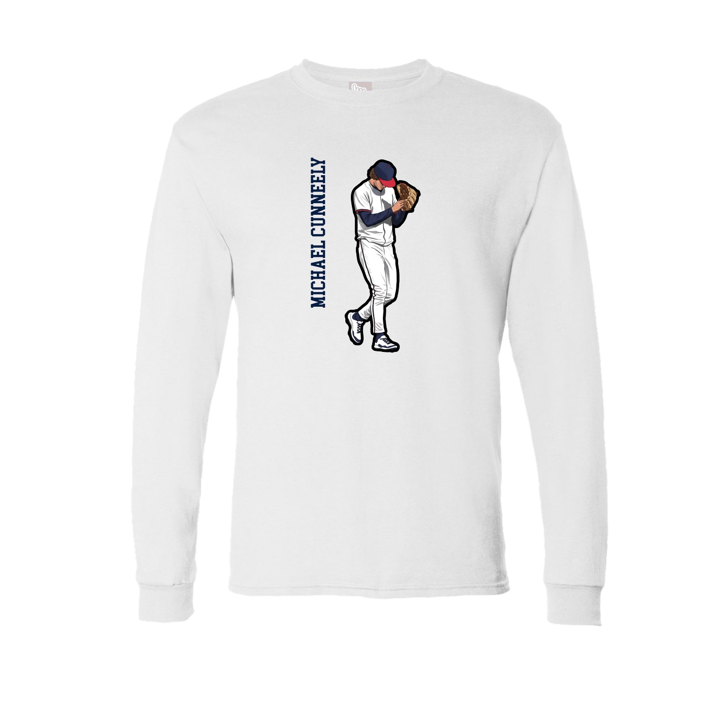 Long Sleeve Tee — Name Vertical in White
