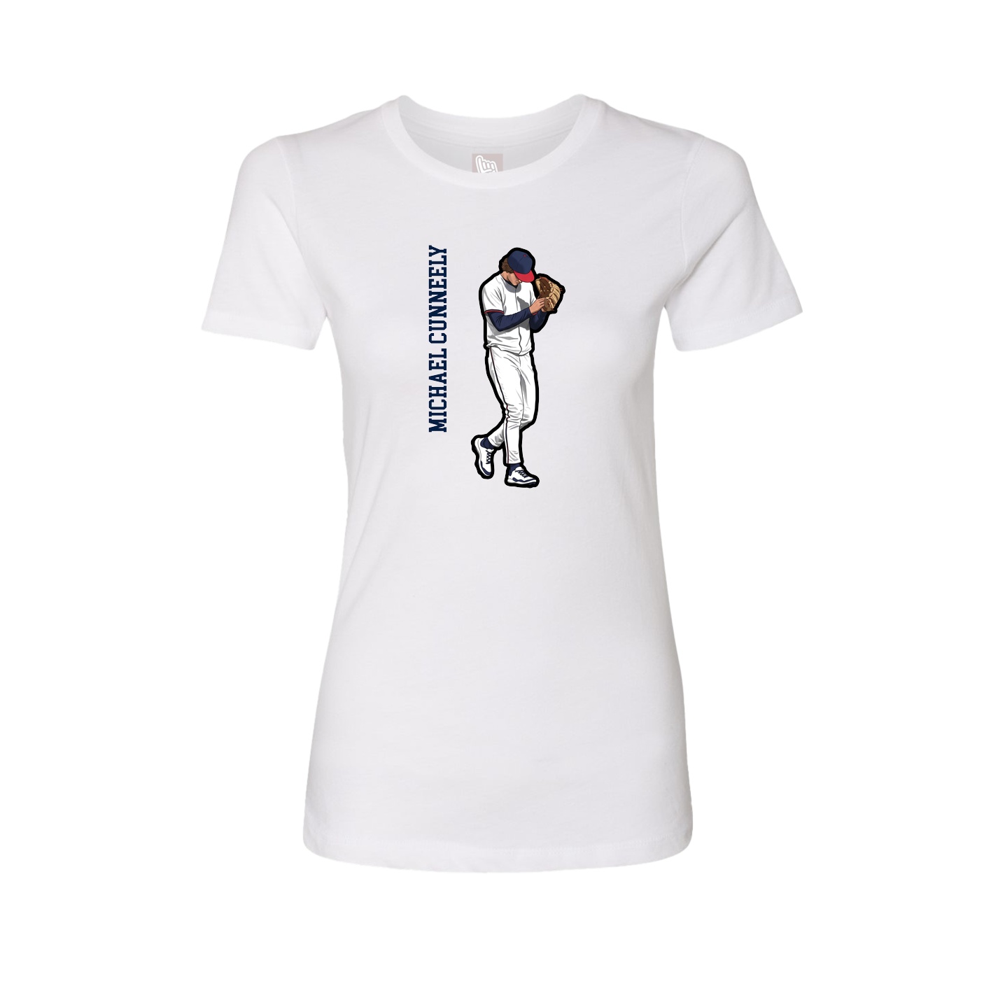 Fitted Women's Tee — Name Vertical in White