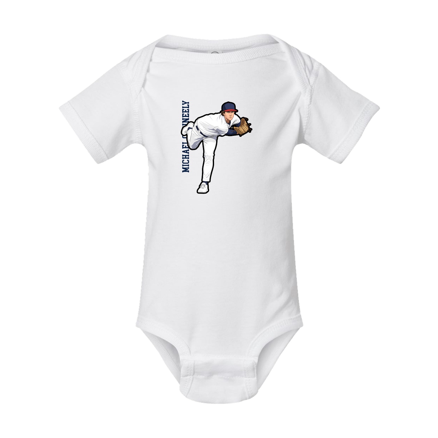 Baby Onesie — Name Vertical in White