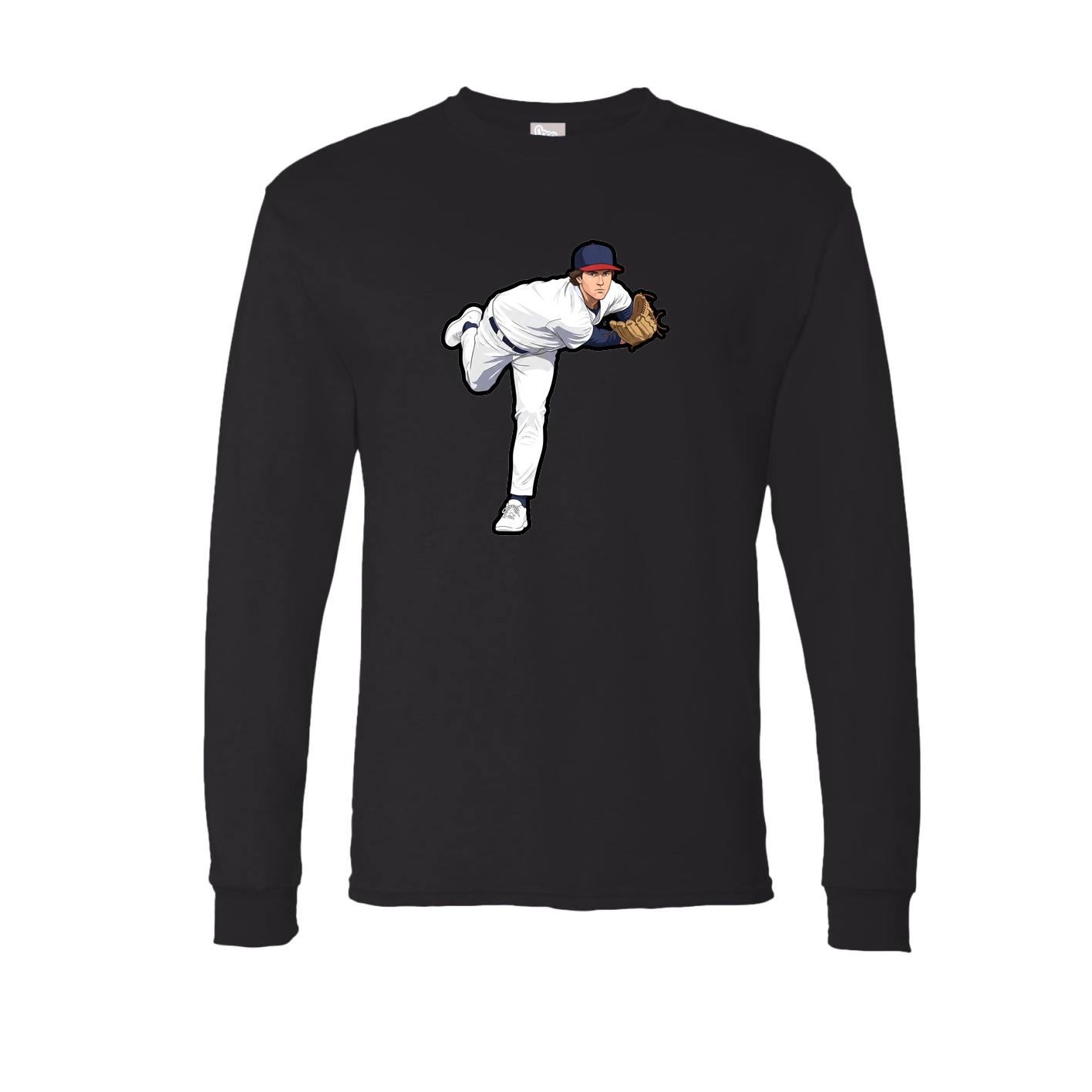 Long Sleeve Tee — Name Vertical in Black