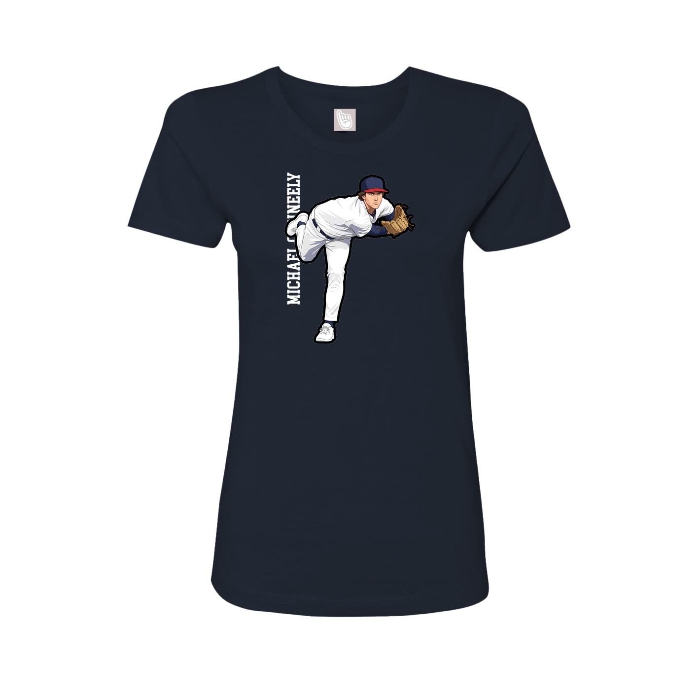 Fitted Women's Tee — Name Vertical in Navy