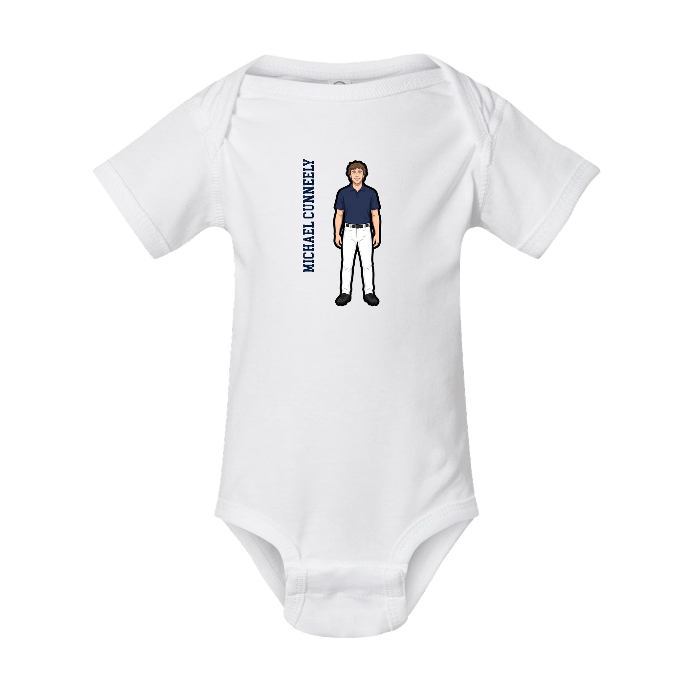 Baby Onesie — Name Vertical in White