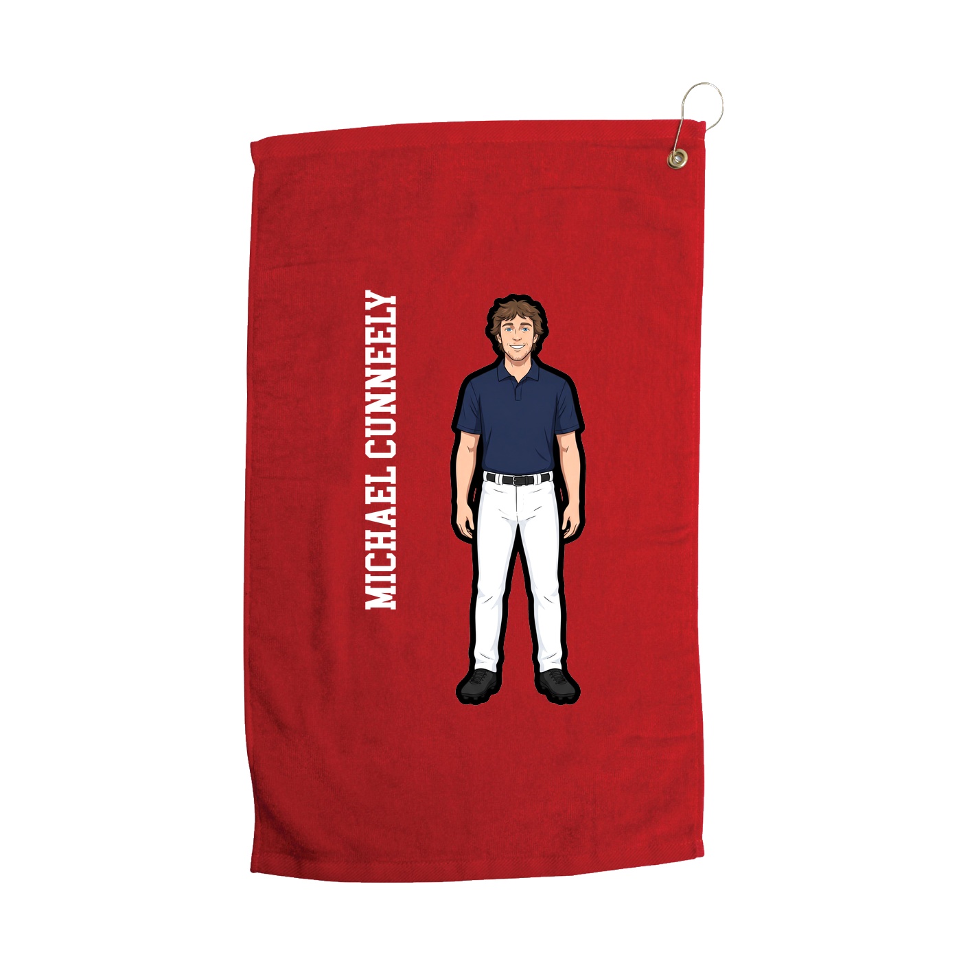 Golf Towel — Name Vertical in Red