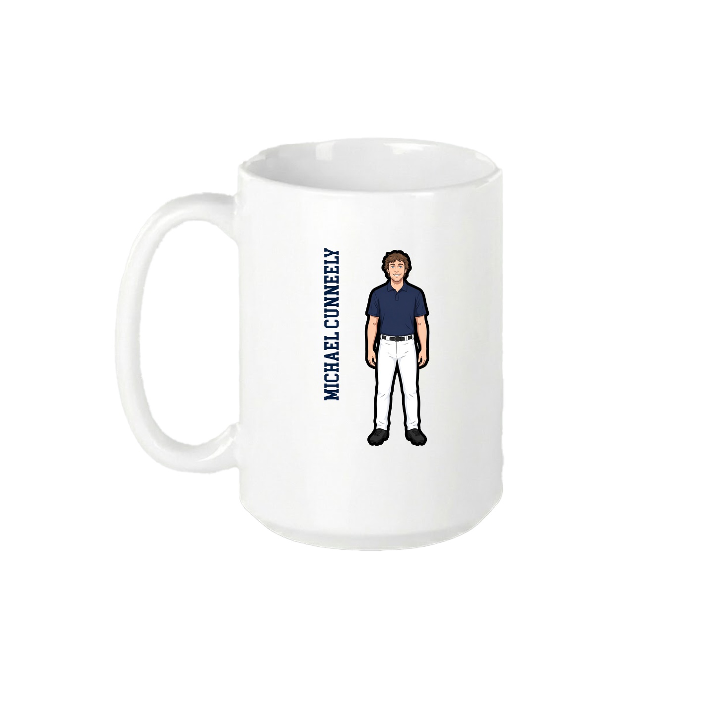 15oz Coffee Mug — Name Vertical in White