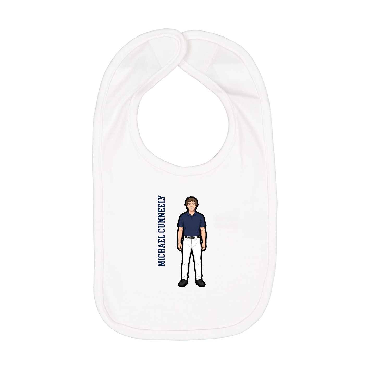 Infant Bib — Name Vertical in White