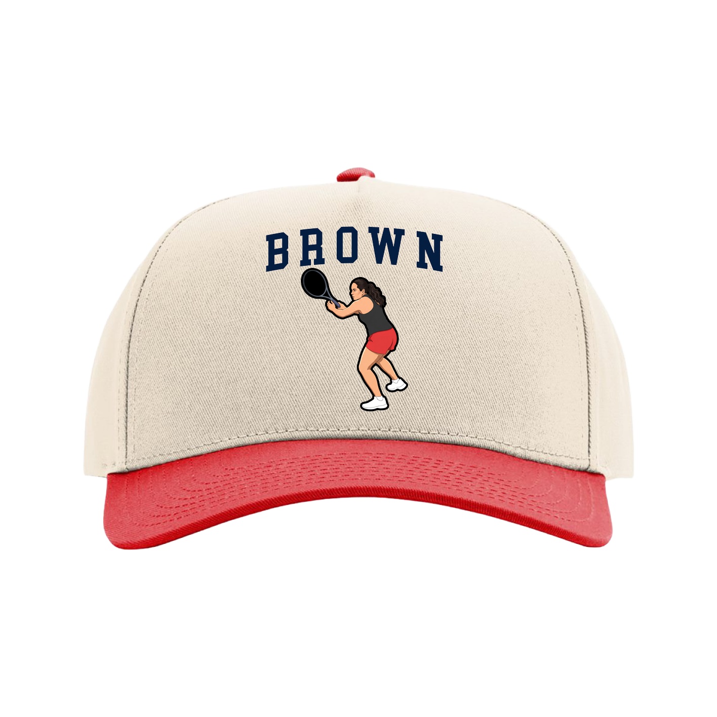 Full Fabric Five-Panel Champ Cap — Shirsey in Cream/Red