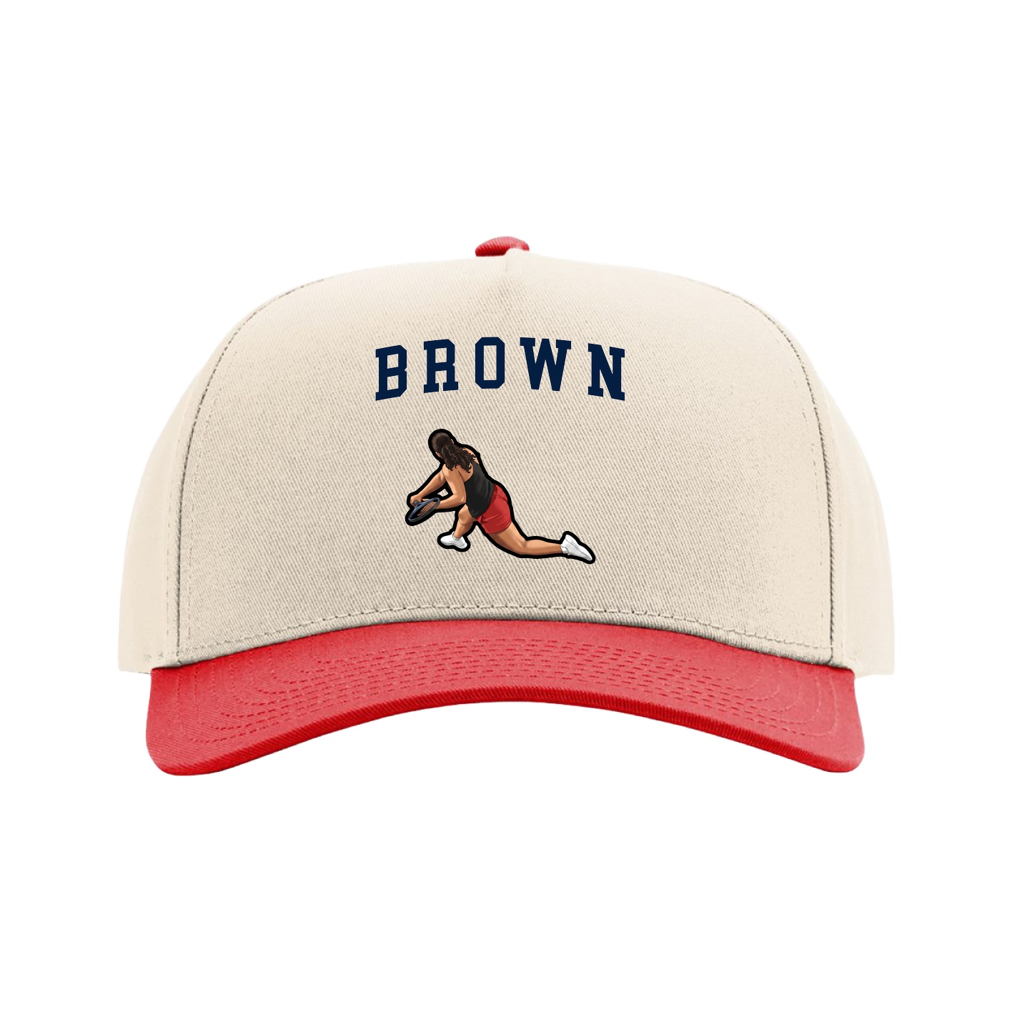 Full Fabric Five-Panel Champ Cap — Shirsey in Cream/Red