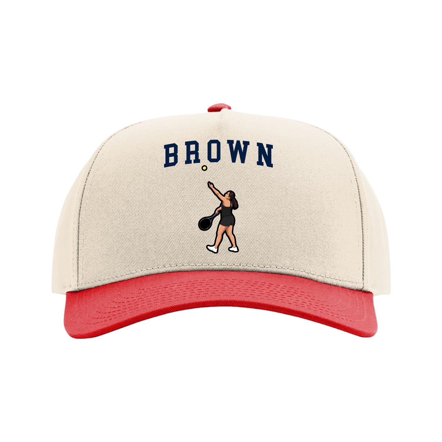 Full Fabric Five-Panel Champ Cap — Shirsey in Cream/Red