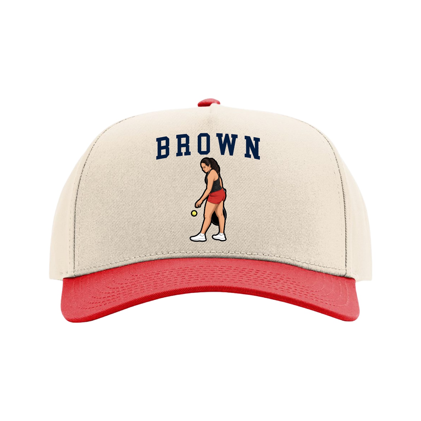Full Fabric Five-Panel Champ Cap — Shirsey in Cream/Red