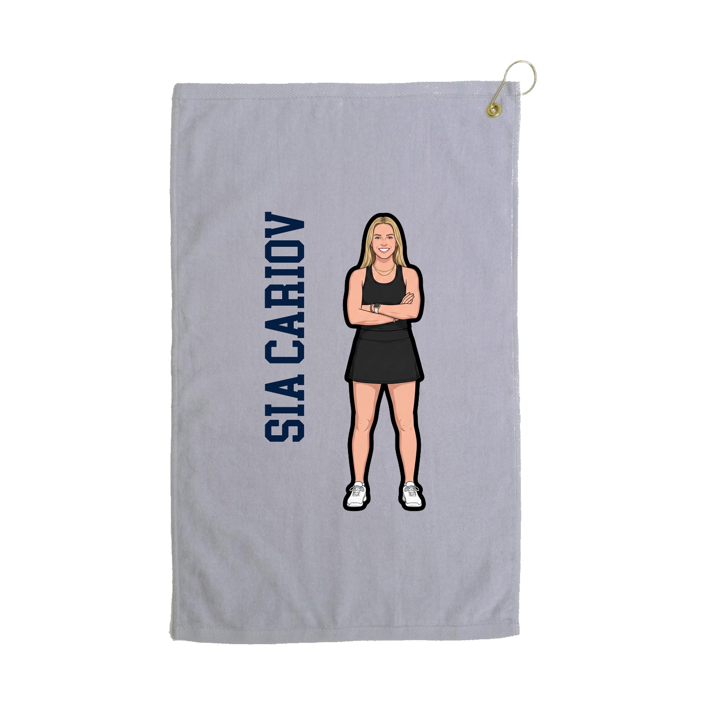 Golf Towel — Name Vertical in Grey