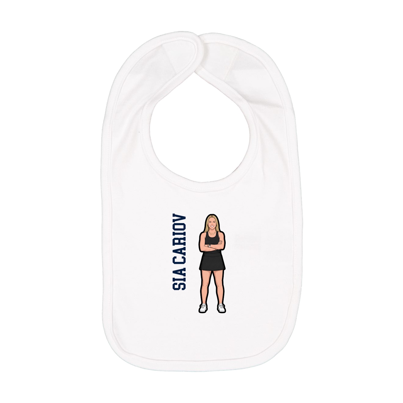 Infant Bib — Name Vertical in White