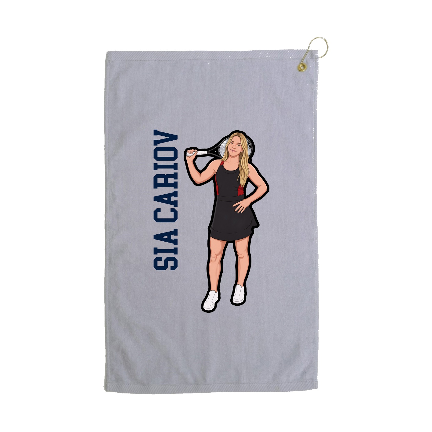Golf Towel — Name Vertical in Grey