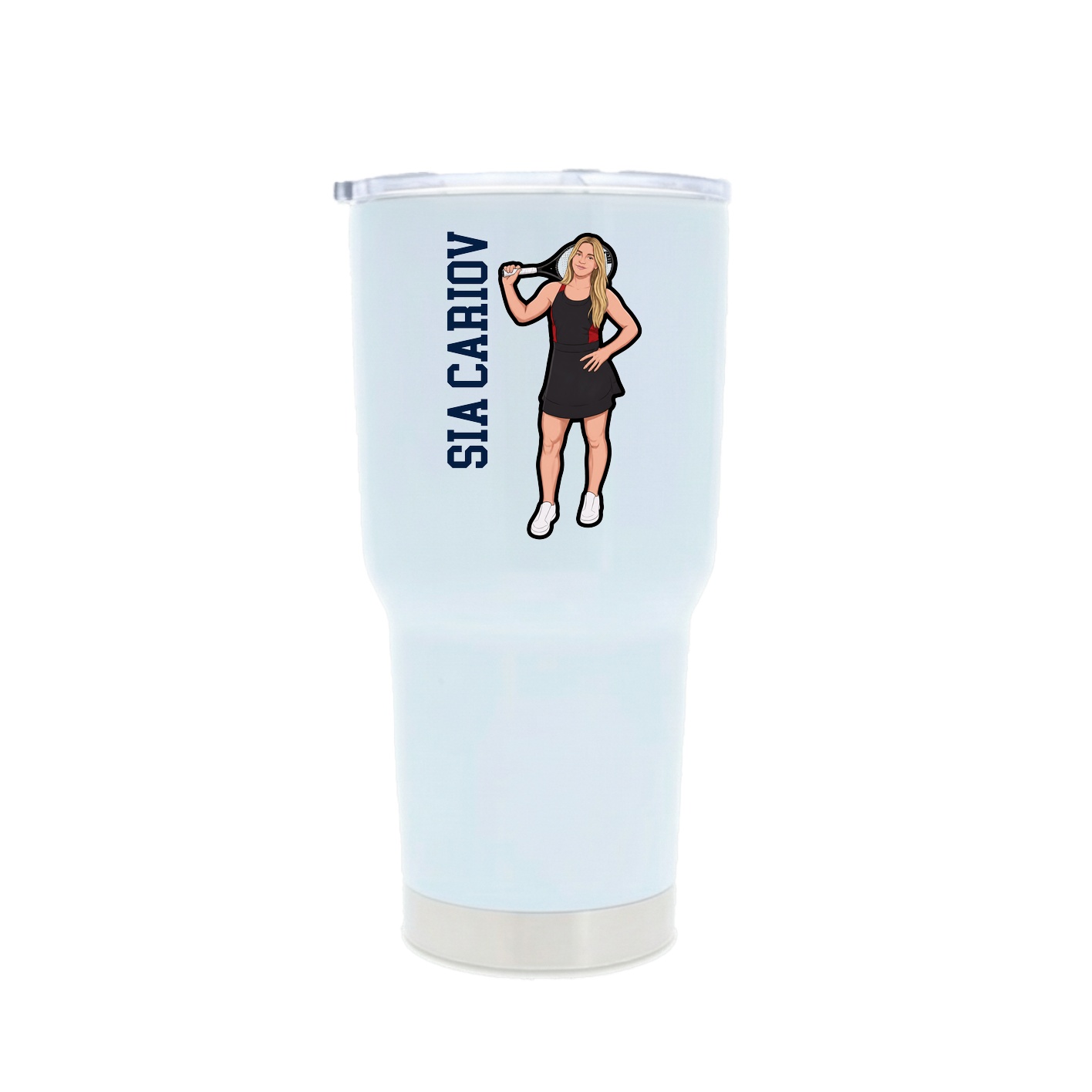 30oz Stainless Steel Tumbler — Name Vertical in White