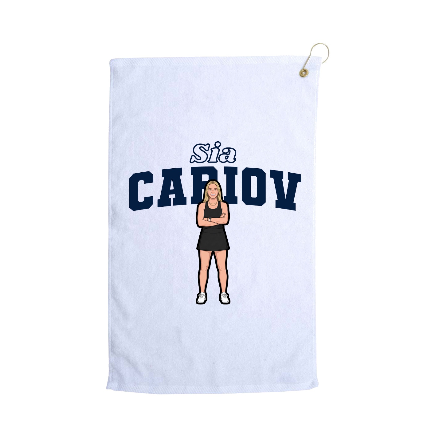 Golf Towel — Name Arch in White
