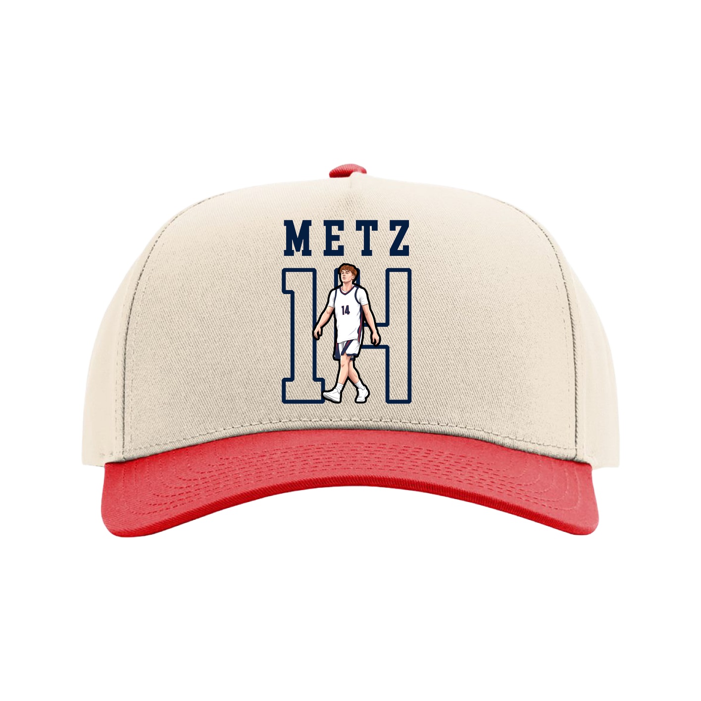 Full Fabric Five-Panel Champ Cap — Shirsey in Cream/Red
