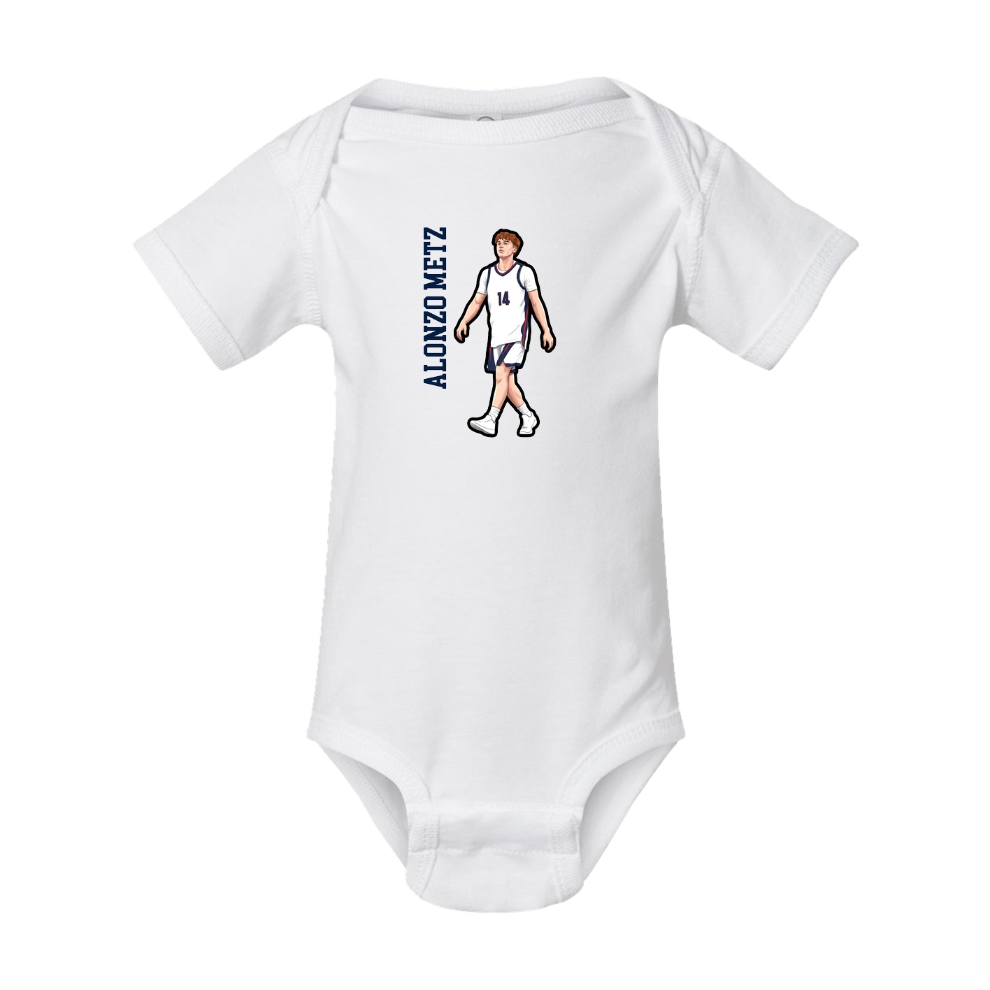 Baby Onesie — Name Vertical in White
