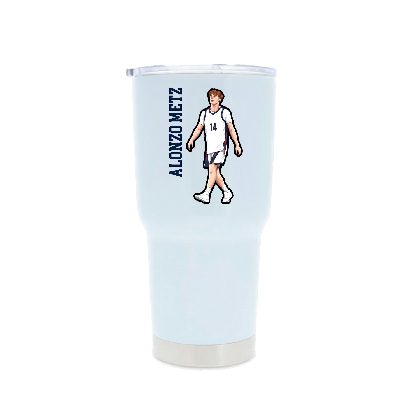 30oz Stainless Steel Tumbler — Name Vertical in White