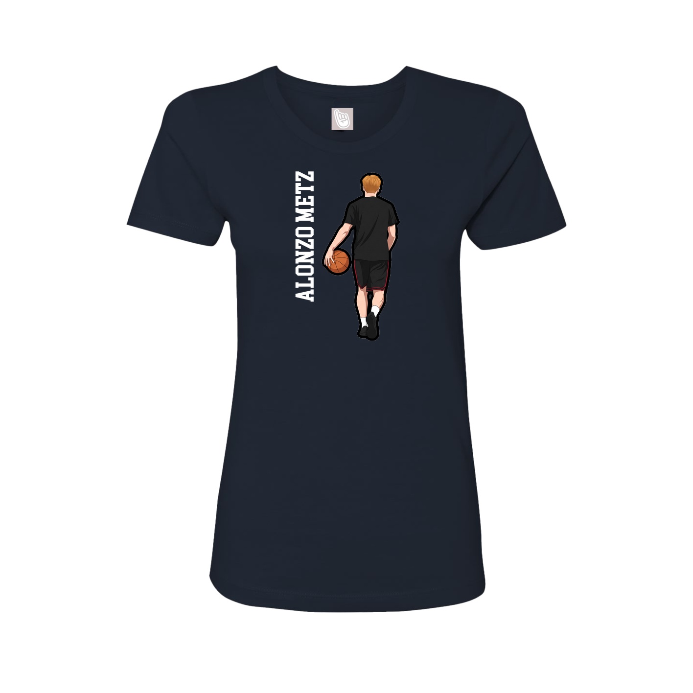 Fitted Women's Tee — Name Vertical in Navy