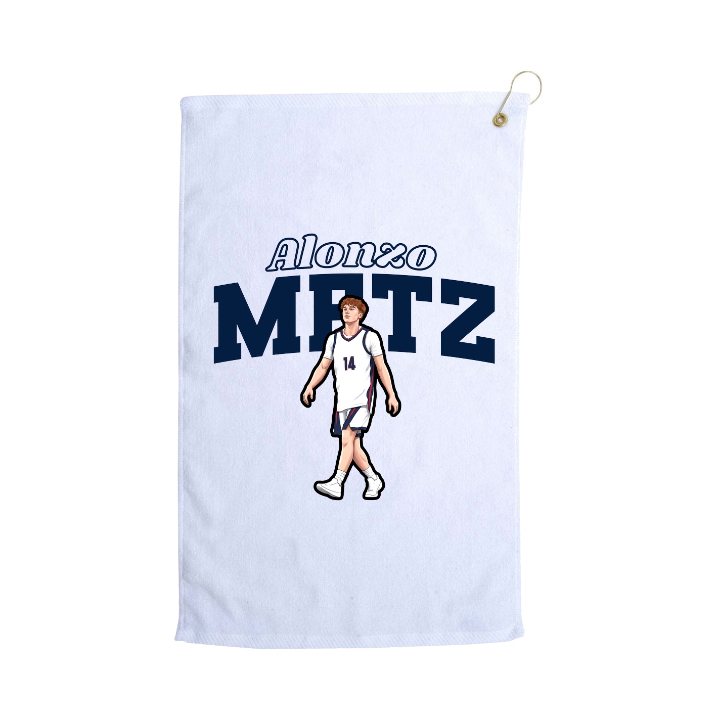Golf Towel — Name Arch in White
