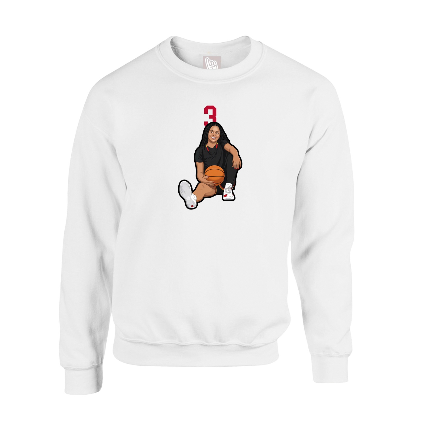 Fleece Crew — Number Top in White