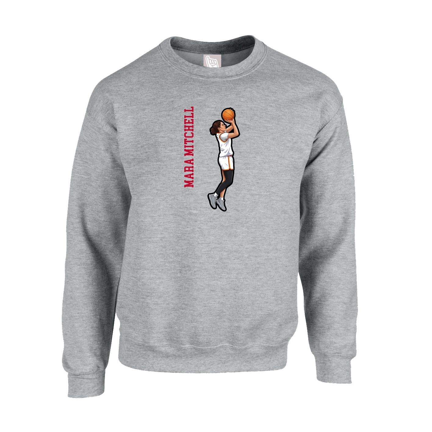 Fleece Crew — Name Vertical in Grey