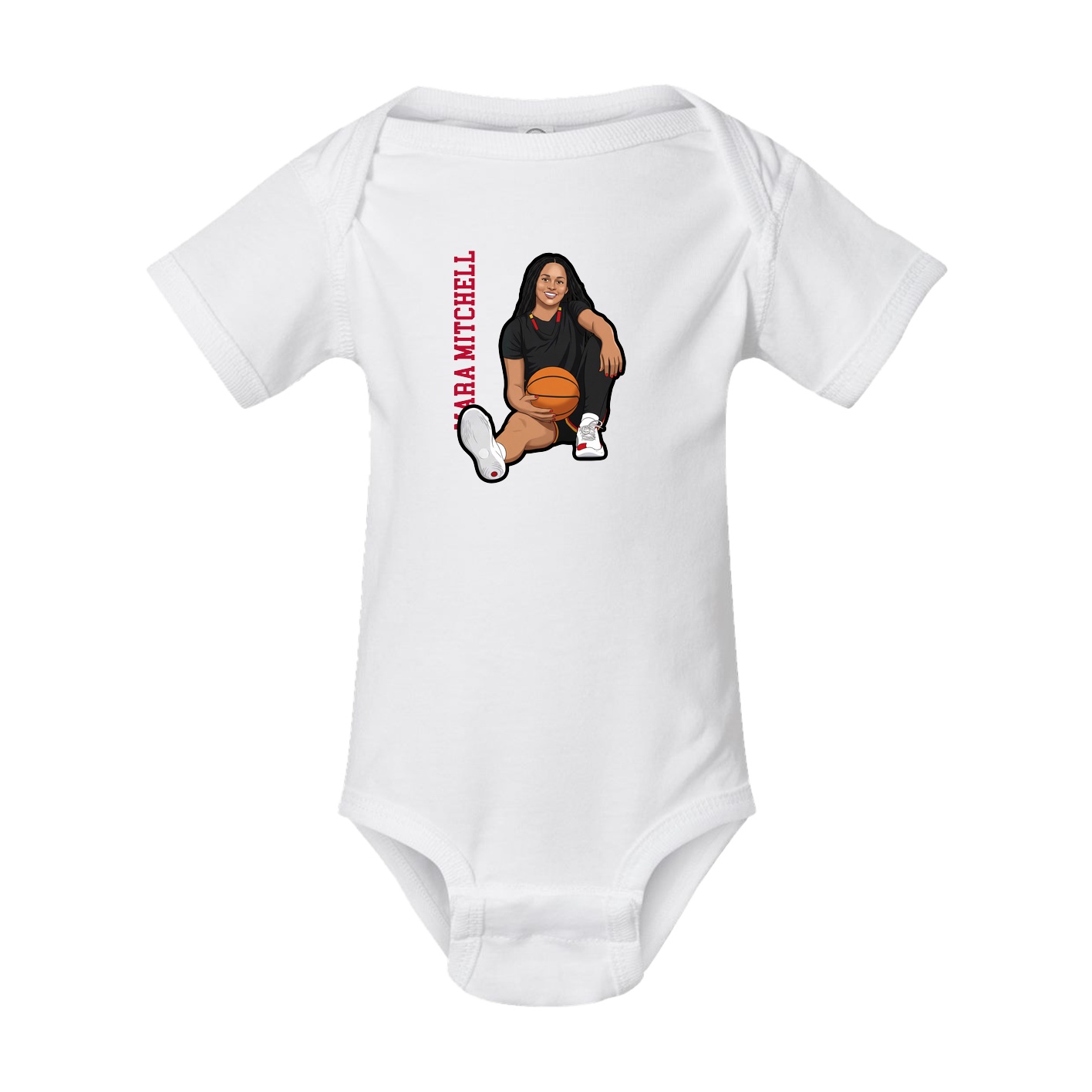 Baby Onesie — Name Vertical in White