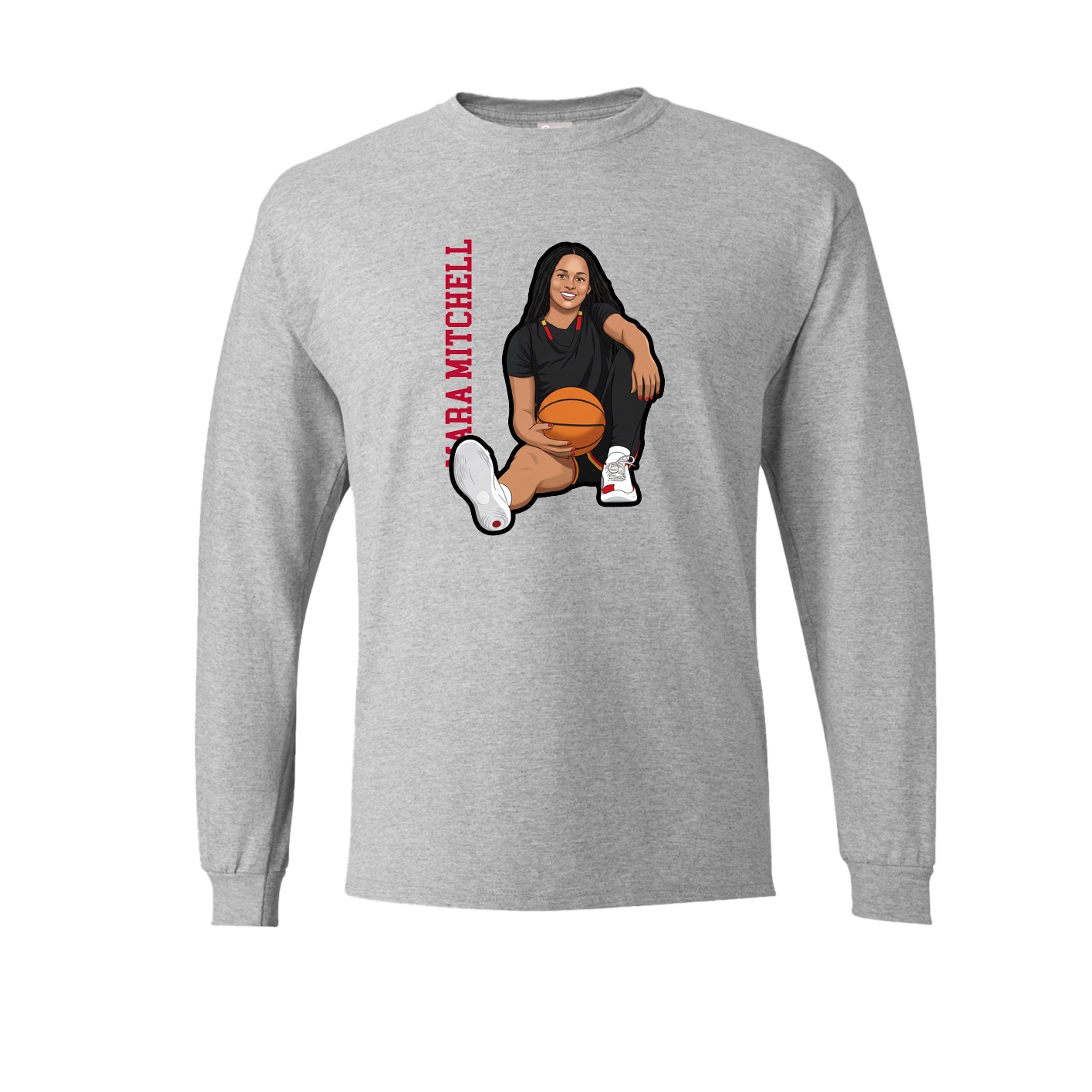 Long Sleeve Tee — Name Vertical in Grey