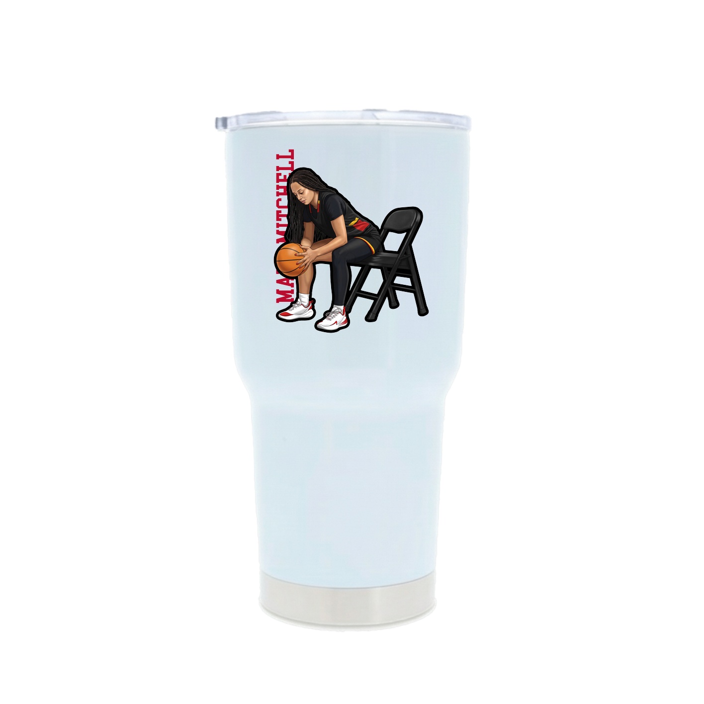 30oz Stainless Steel Tumbler — Name Vertical in White