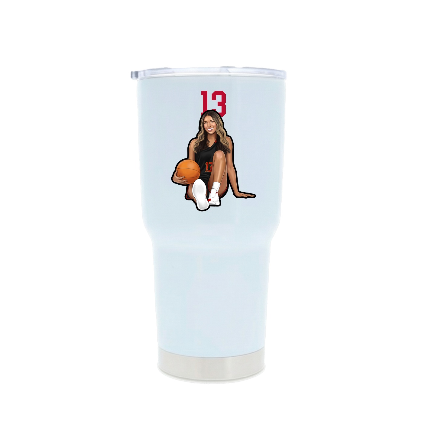30oz Stainless Steel Tumbler — Number Top in White