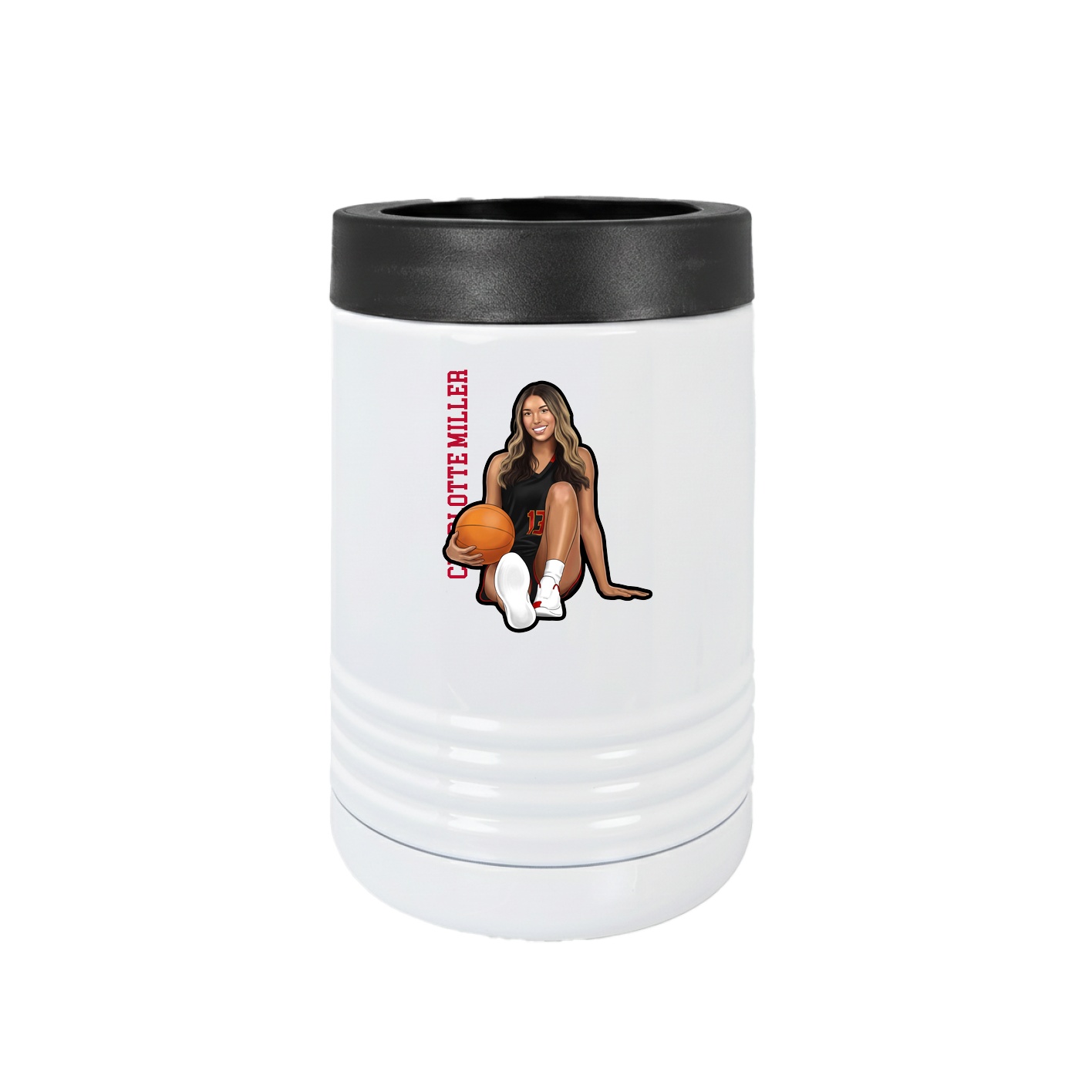 Beverage Holder — Name Vertical in White