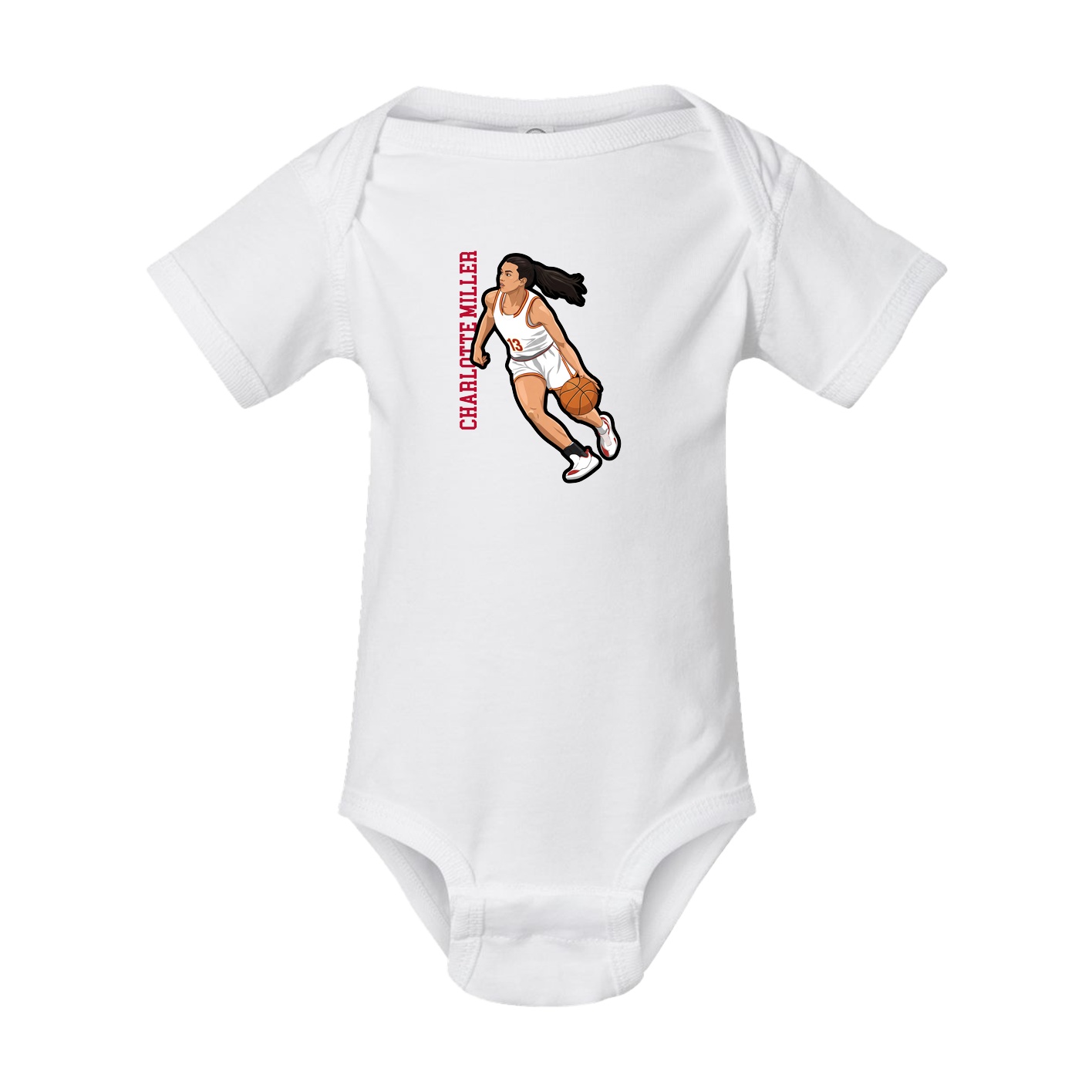 Baby Onesie — Name Vertical in White