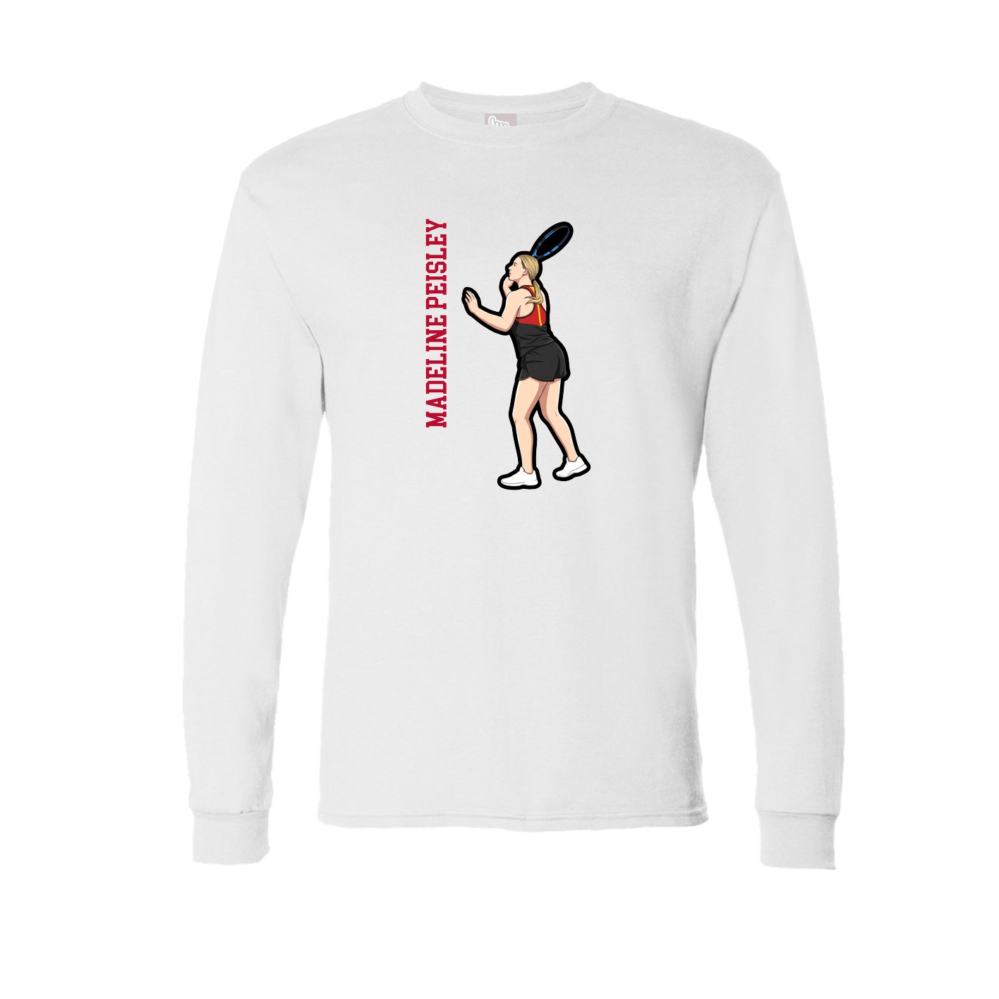 Long Sleeve Tee — Name Vertical in White