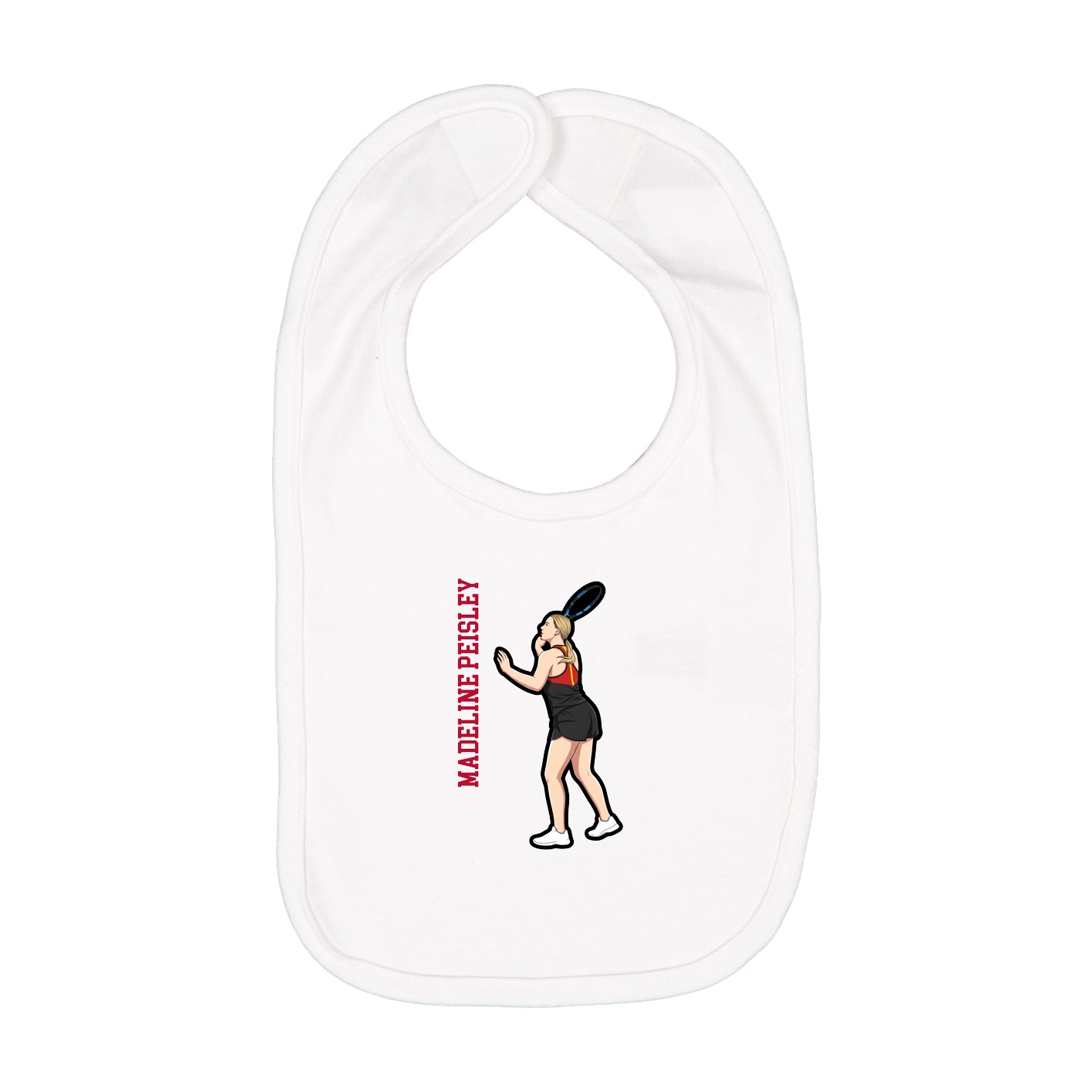 Infant Bib — Name Vertical in White