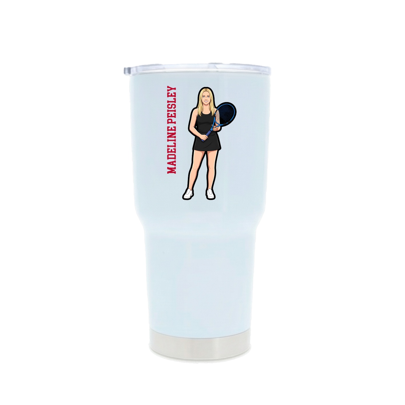 30oz Stainless Steel Tumbler — Name Vertical in White