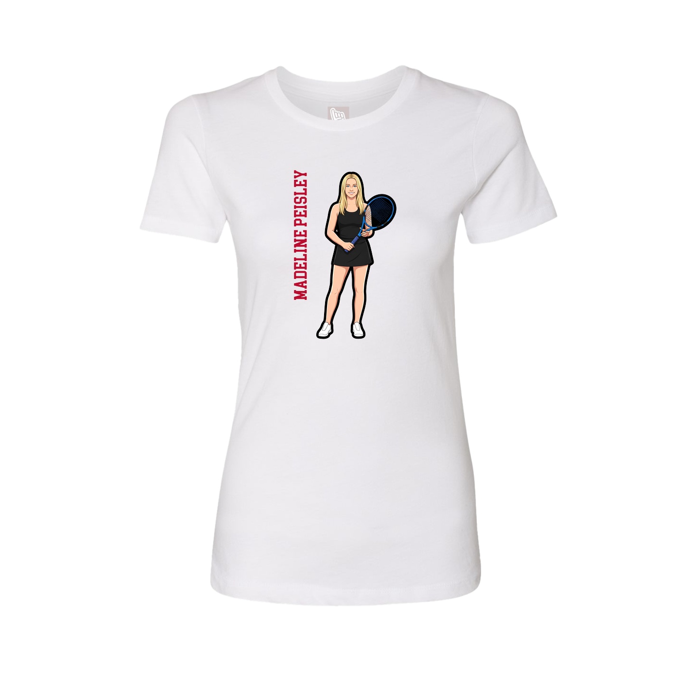 Womens Tee — Name Vertical in White