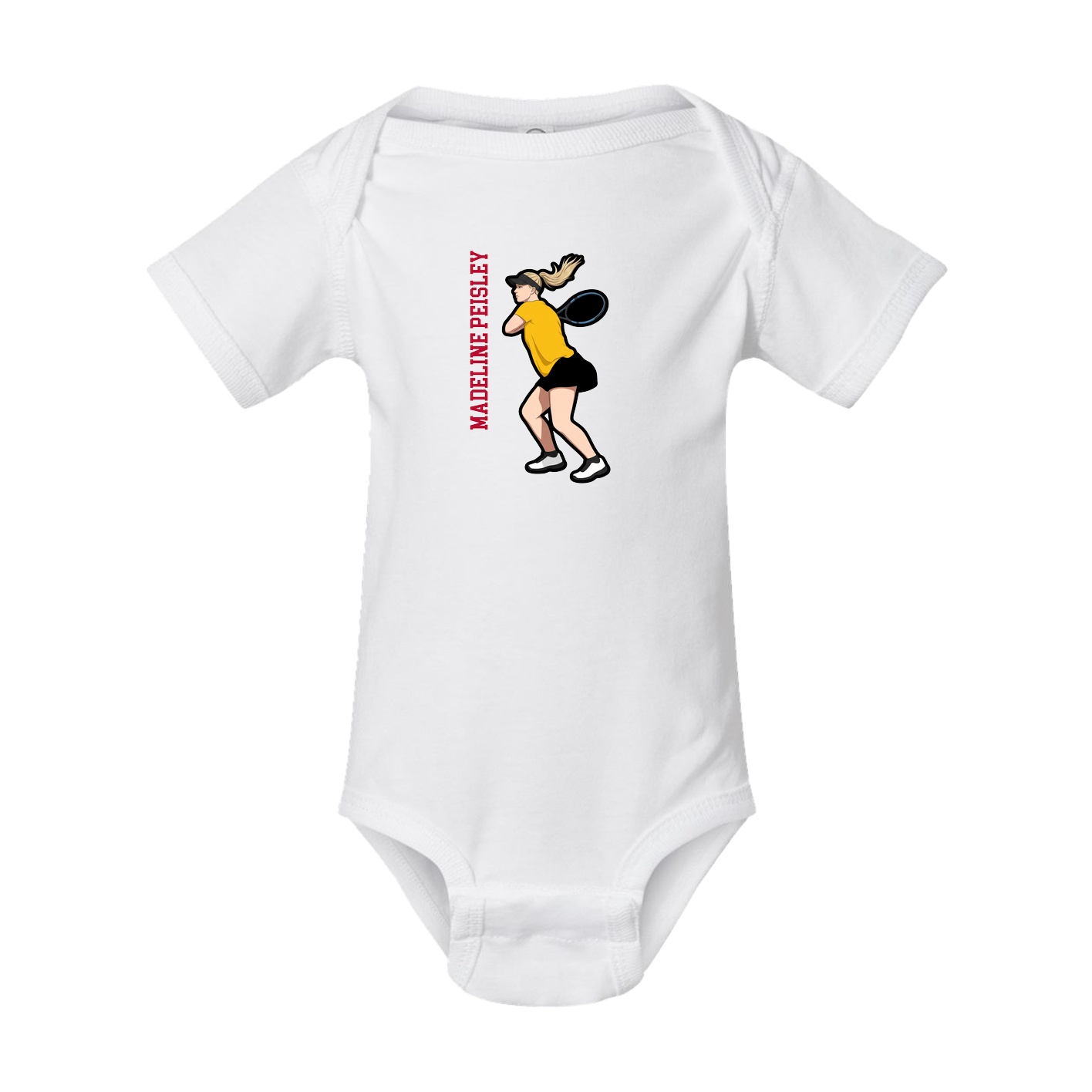 Baby Onesie — Name Vertical in White