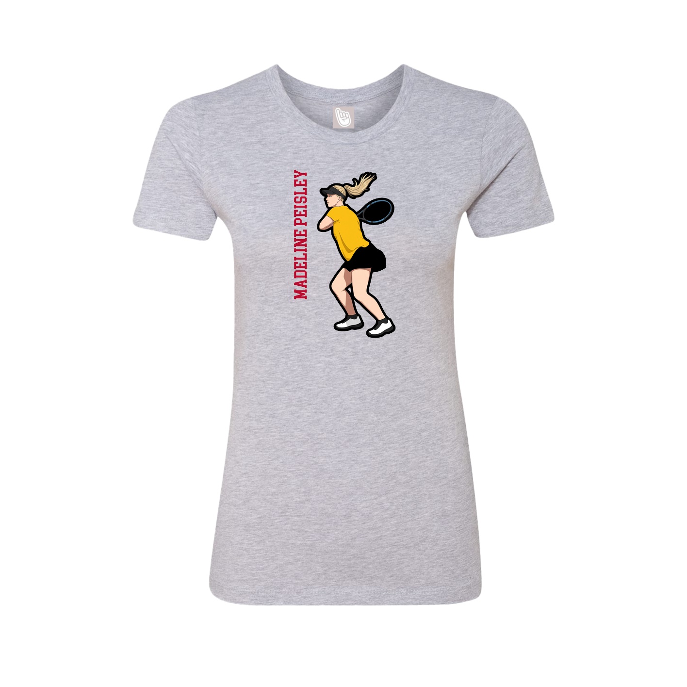 Womens Tee — Name Vertical in Grey
