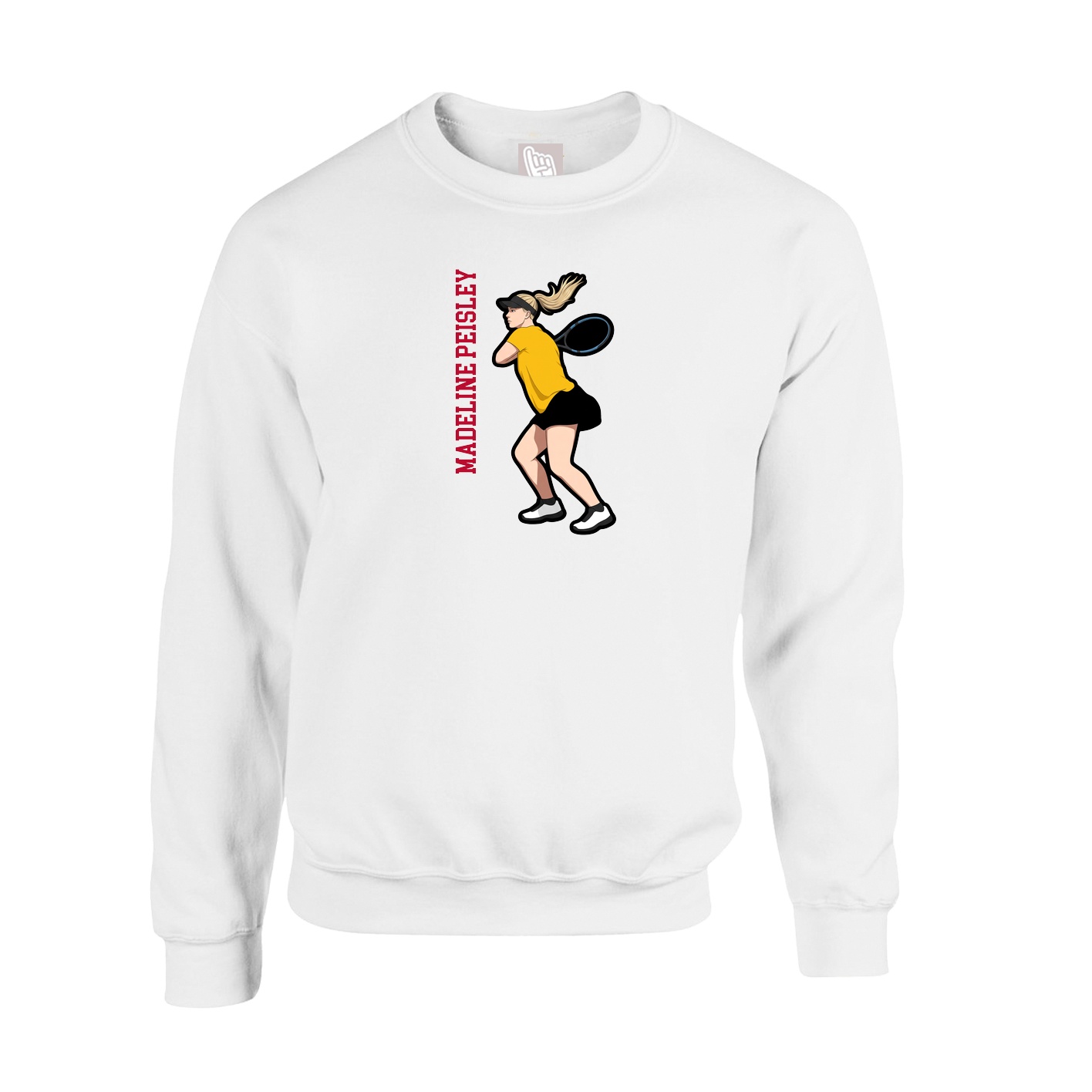 Fleece Crew — Name Vertical in White